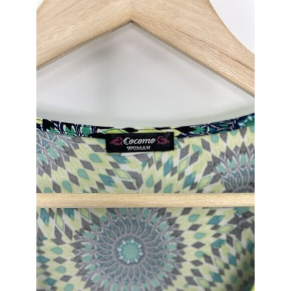 Cocomo Plus Size Green Tiered‎ Boho Liquid Knit Blouse See Measurements (1x?) - Picture 5 of 7